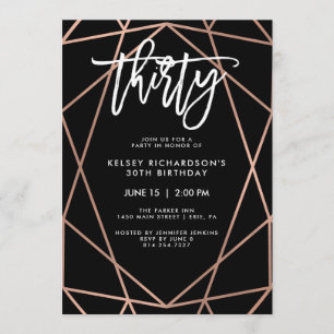 Faux Rose Gold Geometric 30th Birthday Party Invitation