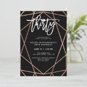 Faux Rose Gold Geometric | 30th Birthday Party Invitation (Standing Front)