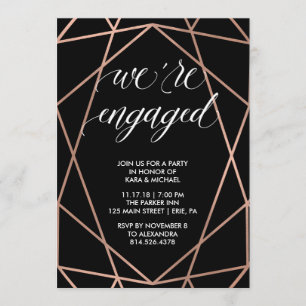 Faux Rose Gold Geometric Engagement Party Invitation