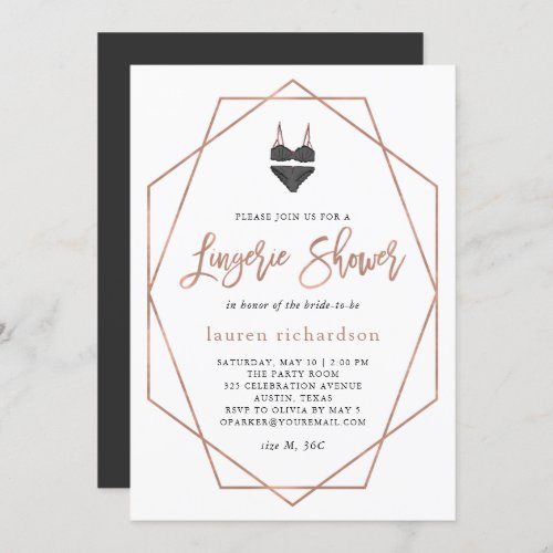 Faux Rose Gold Geometric  Lingerie Shower Invitation