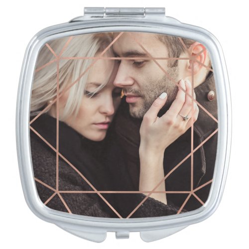 Faux Rose Gold Geometric Overlay with your Photo Mirror For Makeup