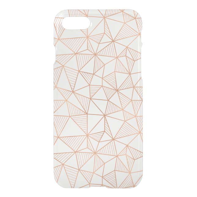 Faux Rose Gold Geometric Pattern Clear Uncommon iPhone Case (Back)