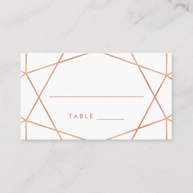 Faux Rose Gold Geometric Wedding Escort Cards (Front)