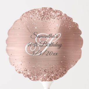 Faux Rose Gold Glitter and Foil 40th Birthday Balloon