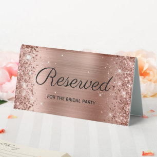 Faux Rose Gold Glitter and Foil Reserved Table Tent