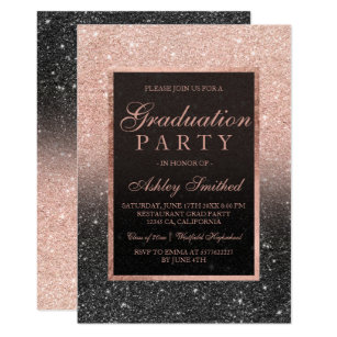 rose gold and black invitations zazzle