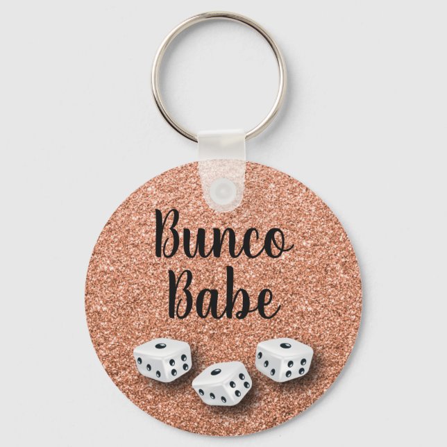 Faux Rose Gold Glitter Bunco Babe Keychain (Front)