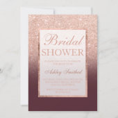 Faux rose gold glitter burgundy chic Bridal shower Invitation (Front)