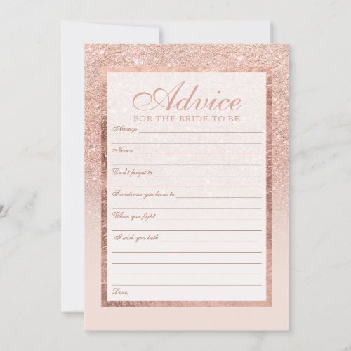 Faux rose gold glitter elegant Advice bridal 2