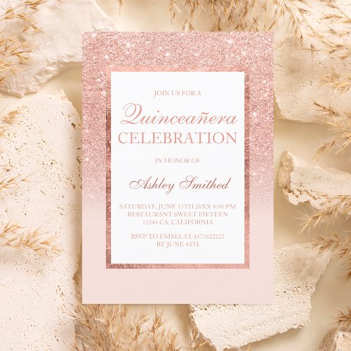 Faux rose gold glitter elegant budget Quinceaera