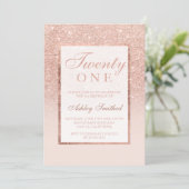 Faux rose gold glitter elegant chic 21st birtday invitation (Standing Front)