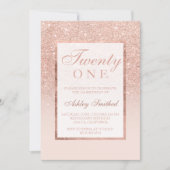 Faux rose gold glitter elegant chic 21st birtday invitation (Front)