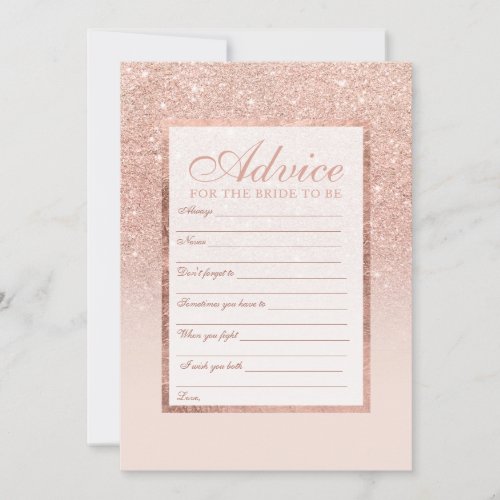 Faux rose gold glitter elegant chic Advice bridal