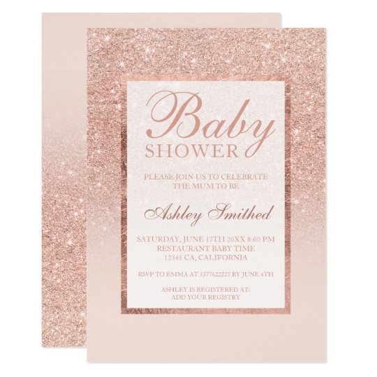 Faux Rose Gold Glitter Elegant Chic Baby Shower Invitation Zazzle Com Faux Rose Gold Glitter Elegant Chic Baby Shower Invitation Zazzle Com