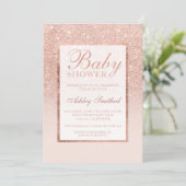 Faux rose gold glitter elegant chic Baby shower Invitation (Standing Front)
