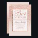 Faux rose gold glitter elegant chic Bat Mitzvah Invitation<br><div class="desc">A modern,  pretty chic and elegant faux rose gold glitter shower ombre with pastel blush pink color block Bat Mitzvah invitation with rose gold ombre pattern fading onto a pink background with and elegant gold frame Perfect for a princess Bat Mitzvah</div>