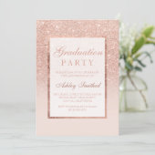 Faux rose gold glitter elegant Graduation party Invitation (Standing Front)