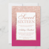 Faux rose gold glitter elegant pink Sweet 16 Invitation | Zazzle