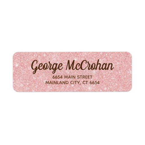 Faux Rose Gold Glitter Foil Pink Return Address Label