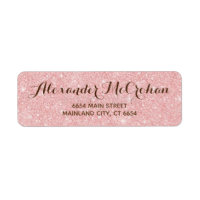 Faux Rose Gold Glitter Foil Pink Return Address