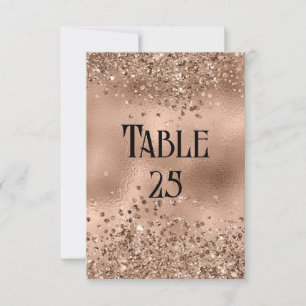 Faux Rose Gold Glitter & Foil Wedding Table Number