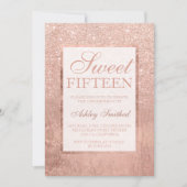 Faux rose gold glitter leaf elegant chic Sweet 15 Invitation (Front)