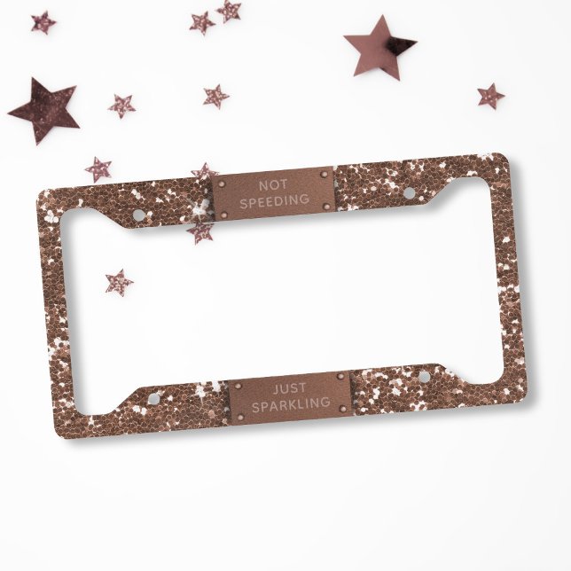 Faux Rose Gold Glitter License Plate Frame (Not speeding - Just sparkling!)