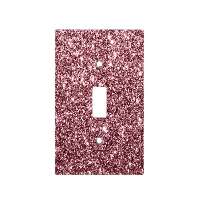 Faux Rose Gold Glitter Light Switch Cover (Front)