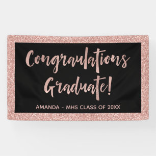 Faux Rose Gold Glitter Look   Congratulations Grad Banner