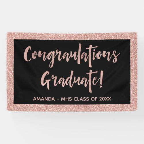 Faux Rose Gold Glitter Look  Congratulations Grad Banner