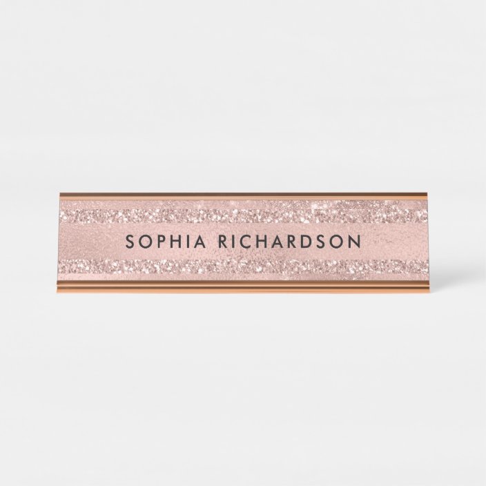 Faux Rose Gold Glitter Look Desk Name Plate | Zazzle.com