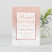 Faux rose gold glitter marble chic Bridal shower Invitation (Standing Front)