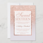 Faux rose gold glitter ombre lilac chic Sweet 16 Invitation (Front)