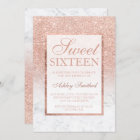 Faux rose gold glitter ombre marble chic Sweet 16