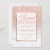 Faux rose gold glitter ombre marble chic Sweet 16 Invitation (Front)