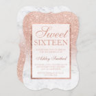 Faux rose gold glitter ombre marble chic Sweet 16