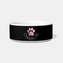 Faux Rose Gold Glitter Pawprint Personalized Dog