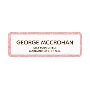 Faux Rose Gold Glitter Pink Foil Return Address Label