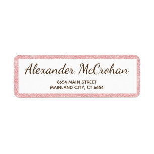 Faux Rose Gold Glitter Pink Foil Return Address Label