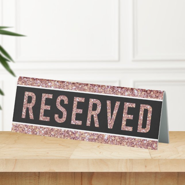 Faux Rose Gold Glitter Reserved Table Sign (Creator Uploaded)