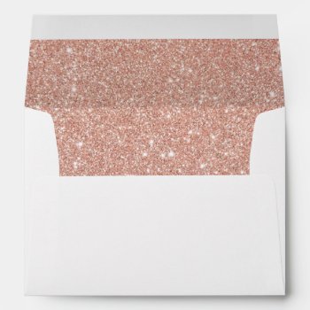 Faux Rose Gold Glitter Return Address Envelope by KeikoPrints at Zazzle