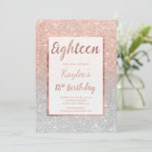 Faux rose gold glitter silver chic 18th Birthday Invitation (Standing Front)