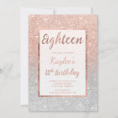 Faux rose gold glitter silver chic 18th Birthday Invitation (Front)