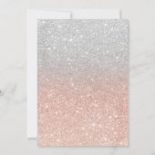 Faux rose gold glitter silver chic 21st birtday invitation (Back)