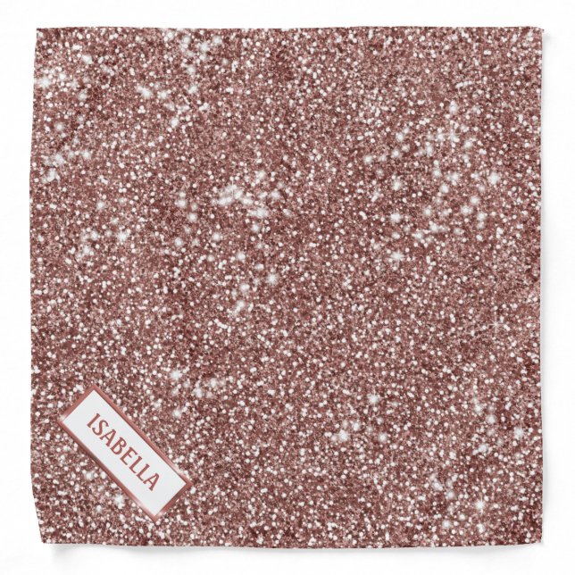 Faux Rose Gold Glitter Texture Look & Custom Name Bandana (Front)