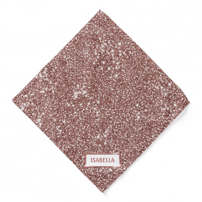 Faux Rose Gold Glitter Texture Look & Custom Name Bandana (Front)