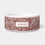 Faux Rose Gold Glitter Texture Look & Custom Name Bowl<br><div class="desc">Destei's digitally created rose gold pink glitter texture design together with a personalizable text area for a name. PLEASE NOTICE: THERE IS NO REAL GLITTER ON THIS ITEM. THE DESIGN IS A DIGITAL IMAGE AND IT WILL BE PRINTED ON THE PRODUCT.</div>