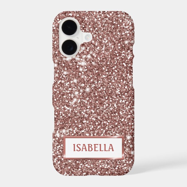 Faux Rose Gold Glitter Texture Look & Custom Name Case-Mate iPhone Case (Back)