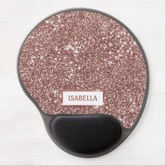 Faux Rose Gold Glitter Texture Look &amp; Custom Name Gel Mouse Pad