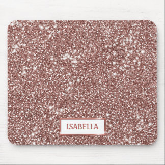 Faux Rose Gold Glitter Texture Look &amp; Custom Name Mouse Pad